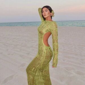 Jaded London - Green maxi knit dress